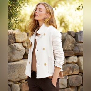 Frank & Eileen Vintage white Cream Double-Breasted Jacket Mini Belfast Sz S